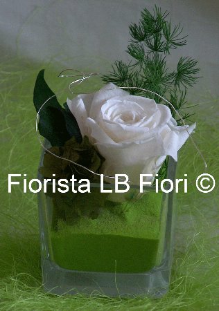 Vaso in Vetro e Rosa bianca Stabilizzata