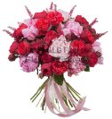 Peonies and red roses bouquet