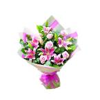 Bouquet di rose e lilium tonalità del rosa CONSEGNA FIORI IN IRLANDA