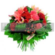 Bouquet tondo colori rosso e arancio