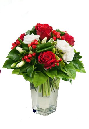Bouquet di rose rosse e bianche