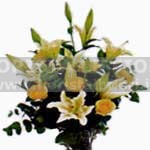 MAZZO DI FIORI A GAMBO LUNGO CON ROSE E LILIUM