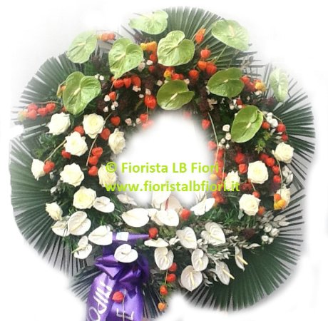 CORONA DI FIORI PARTICOLARE, FIORI LUTTO