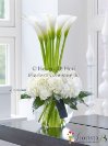 Bunch of calla lilies and white hydrangeas