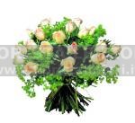 BOUQUET CON ROSELLINE E VERDE