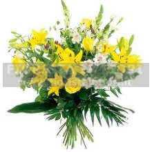Mazzo fiori gambo lungo giallo e bianco