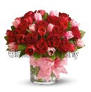 BOUQUET DI ROSE MISTE E TULIPANI